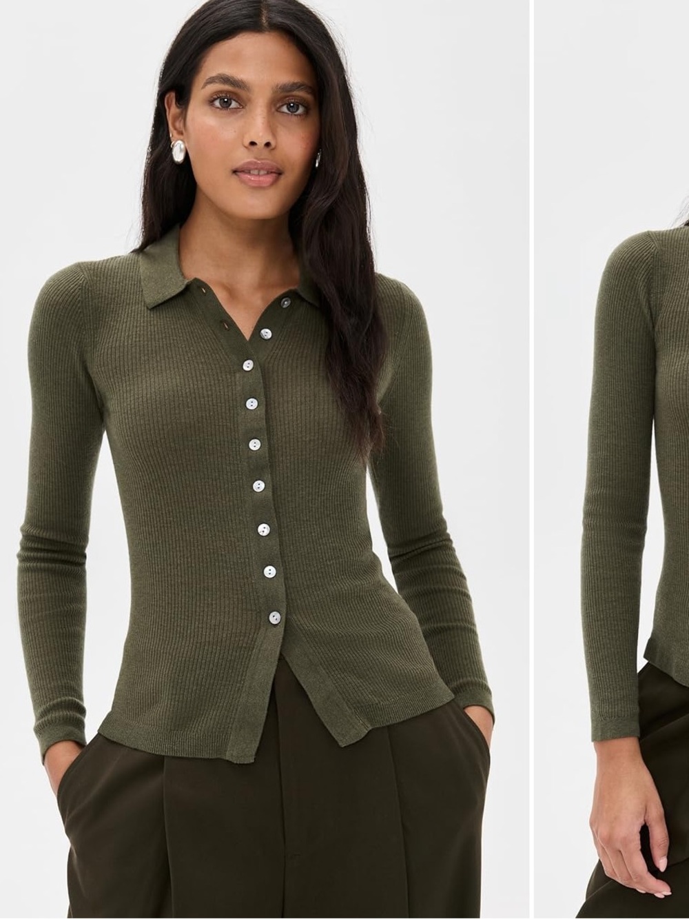 Pistola Olive Ribbed Button-Down Korey Sweater